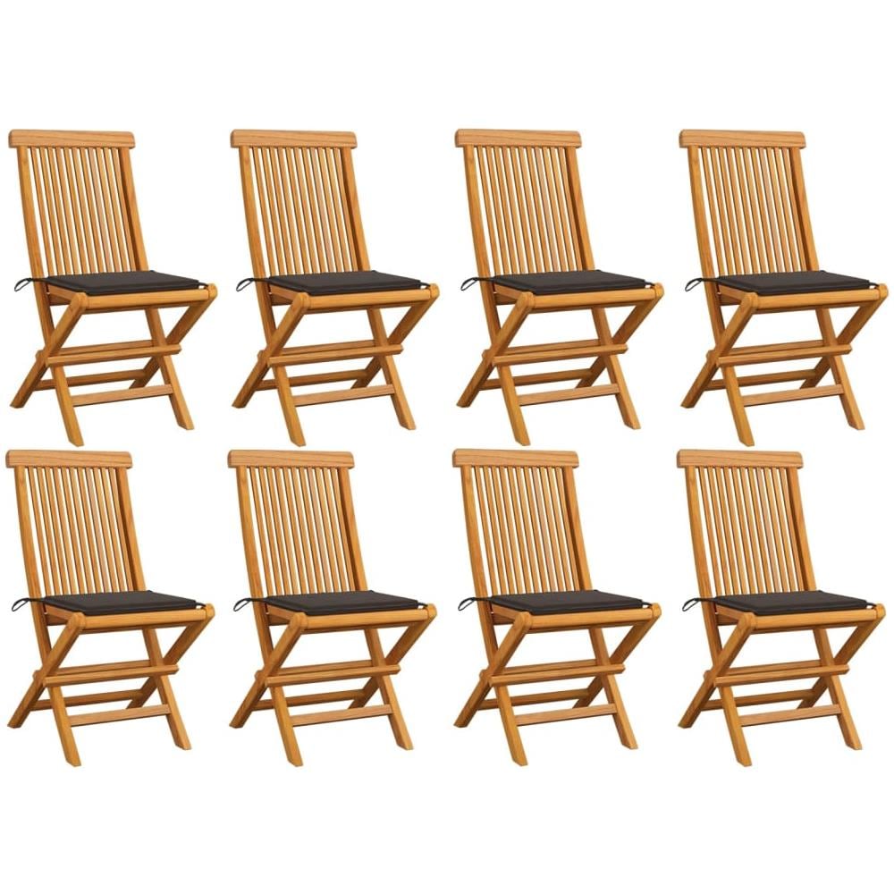 Sedie Da Giardino E Cuscini Grigio Talpa 8 Pz Massello Di Teak - Foto 1