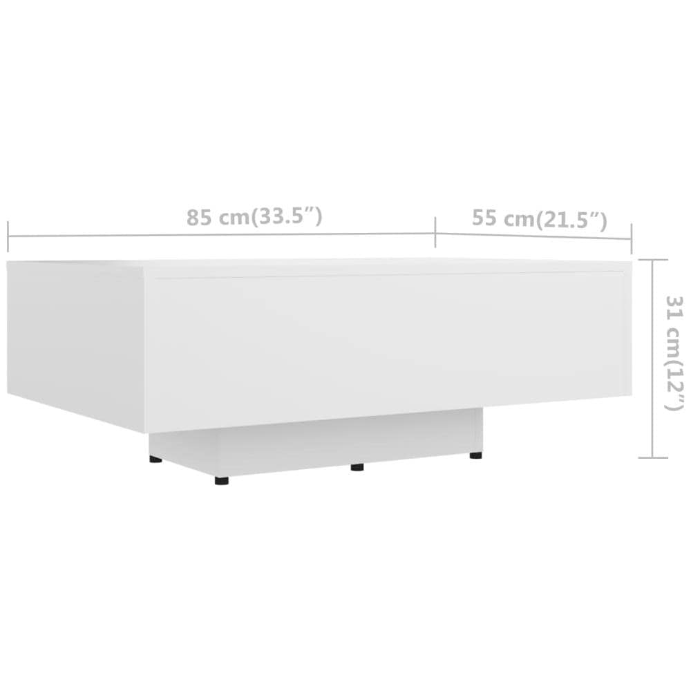 Tavolino da Salotto Bianco 85x55x31 cm in Legno Multistrato - Foto 6