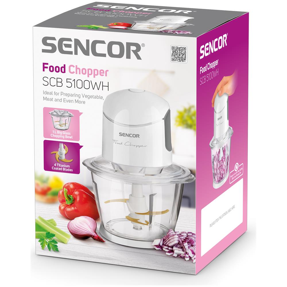 Tritatutto SCB 5100WH Potenza 500 Watt Ciotola in Vetro da 1000 ml 4 Lame in Titanio Colore Bianco - Foto 9