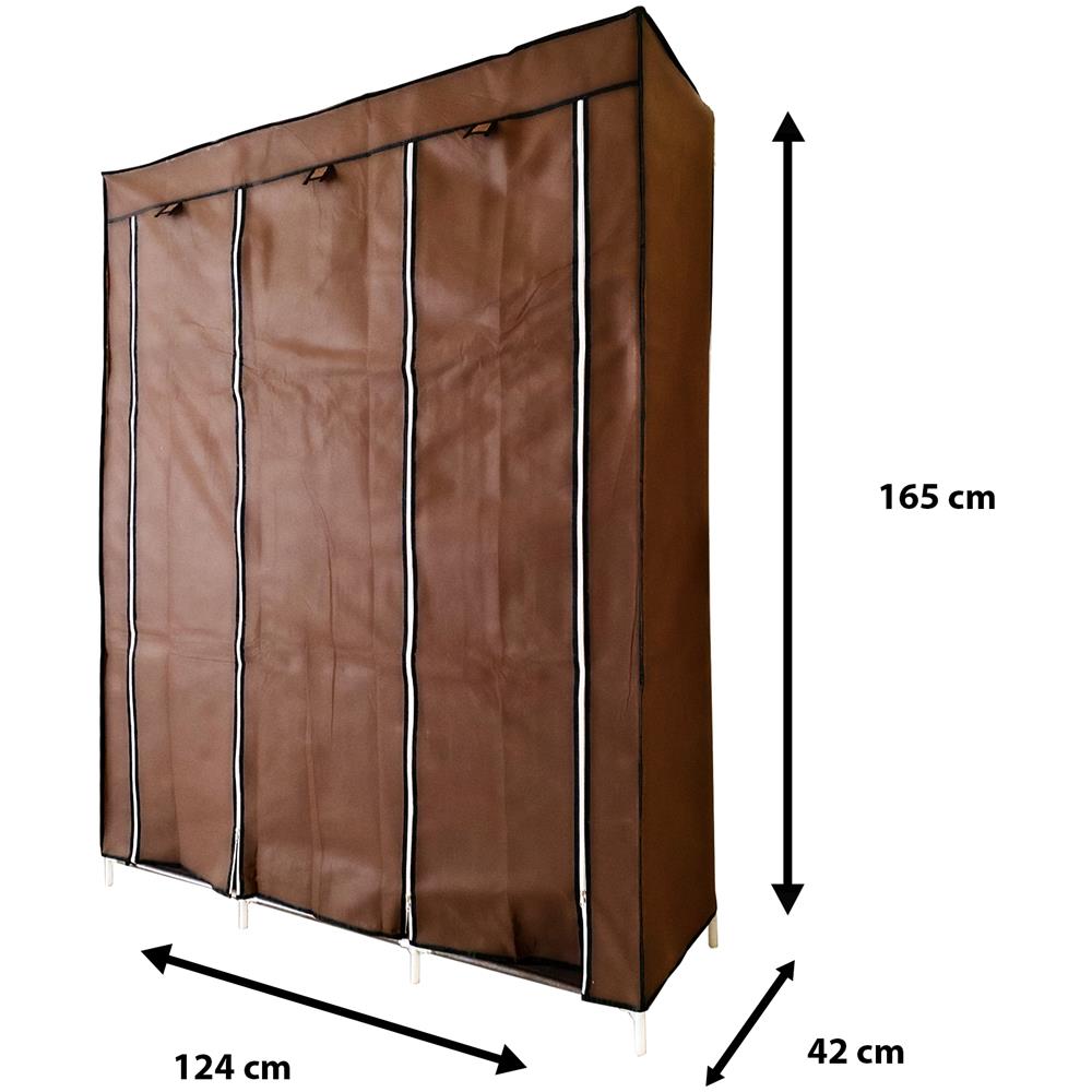 Armadio Spogliatoio In Tessuto Con Ante Con Cerniera Home Misura 170x130x45 Cm Marrone - Foto 7