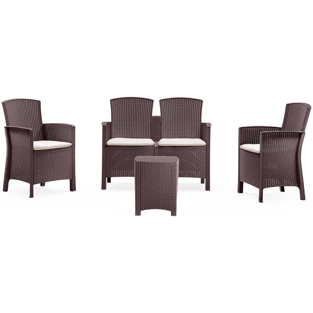 Set Salotto Da Esterno Eustachia, Salottino Outdoor, Set Da Balcone O Giardino, Composizione Soggiorno Per Esterni, Made In Italy, Marrone - Foto 2