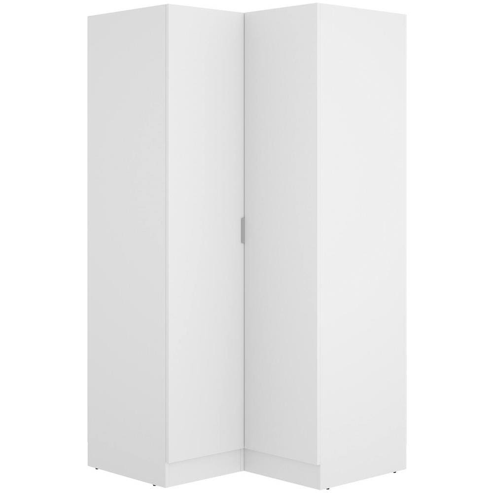 Guardaroba Elgon, Mobile Angolare Per Camera Da Letto, Armadio Appendiabiti Ad Angolo A 2 Ante Battenti, 91x93h184 Cm, Bianco - Foto 2