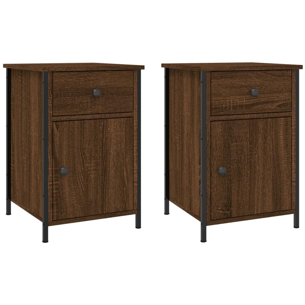 Comodini Rovere Marrone 2 Pz 40x42x60 Cm Legno Multistrato - Foto 2