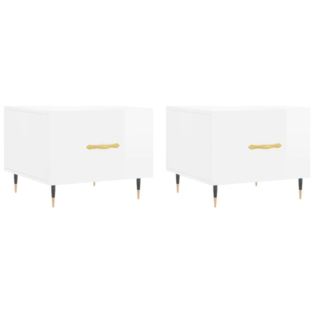 Tavolini Salotto 2pz Bianco Lucido 50x50x40cm Legno Multistrato - Foto 2