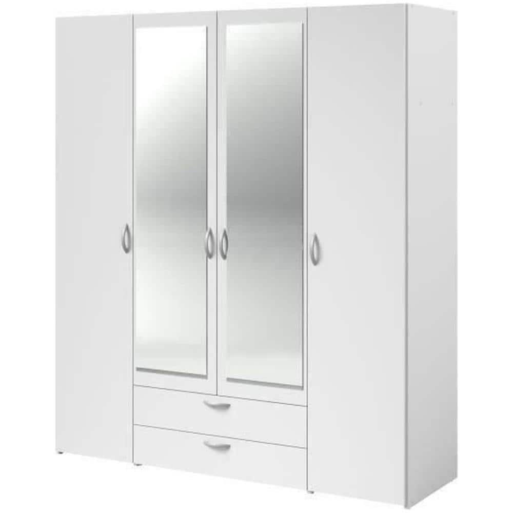 Armadio Decoro Bianco 4 Ante Battenti + 2 Specchi + 2 Cassetti 160 X 51 X Altezza 185 Cm - Foto 1