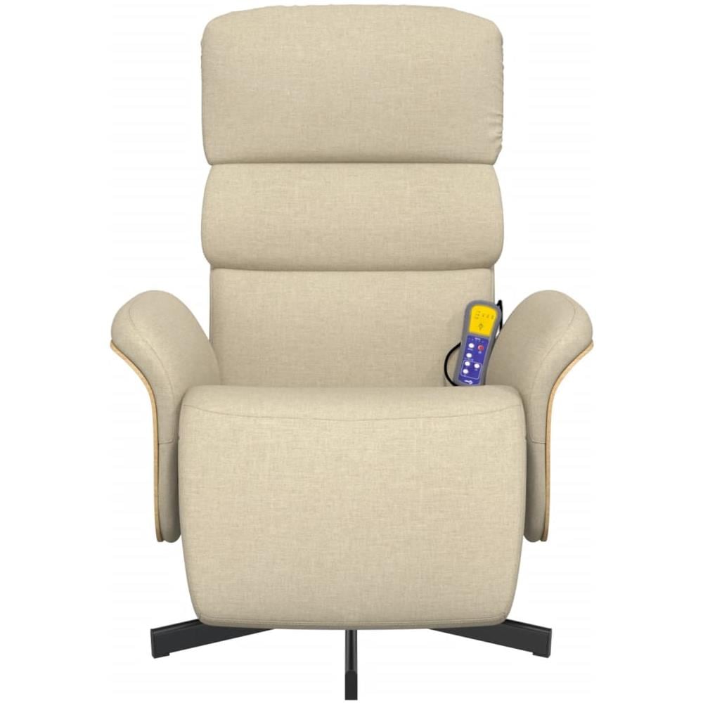 Poltrona Reclinabile Massaggiante Con Poggiapiedi Crema Tessuto - Foto 3