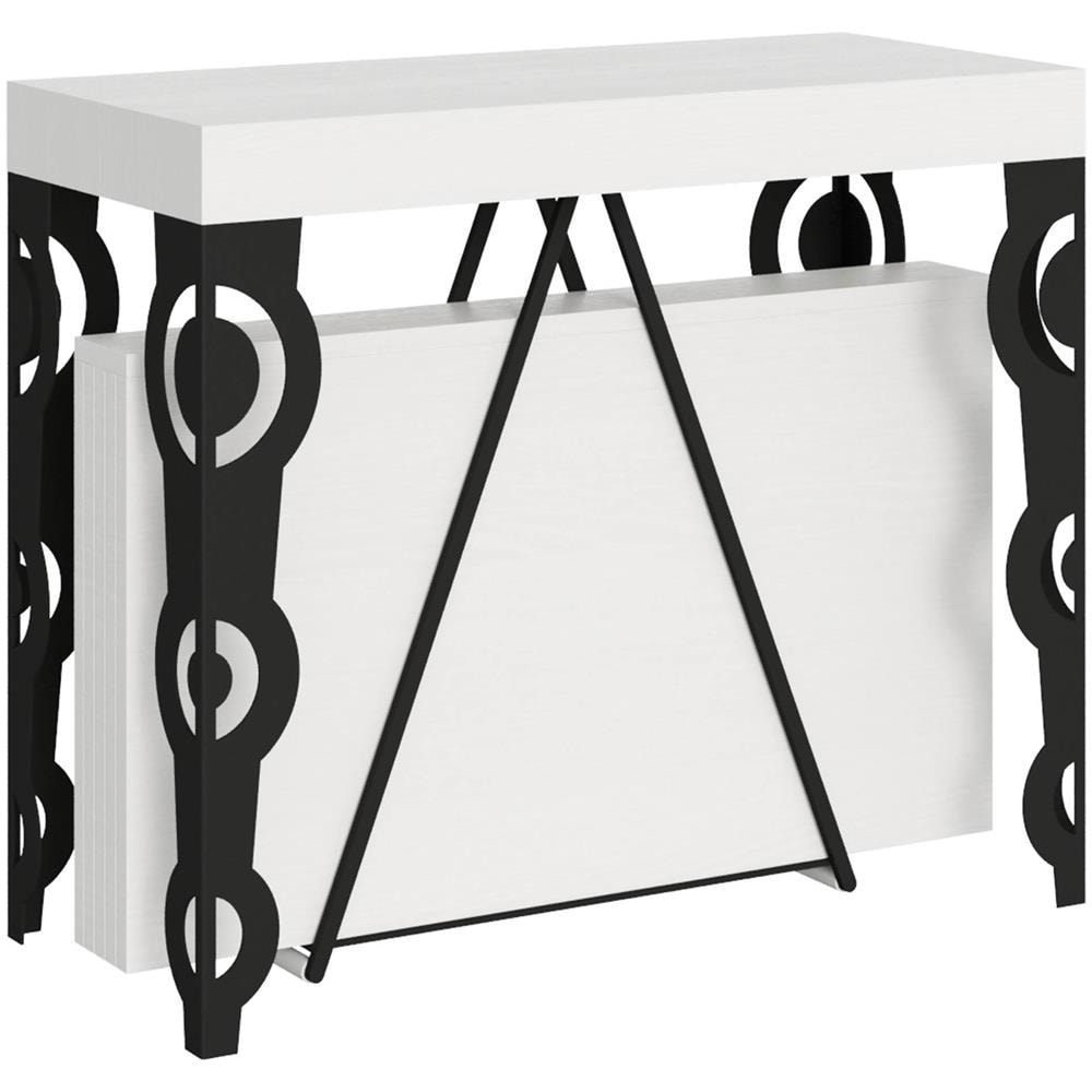 Consolle allungabile 90x40/300cm Aceres bianco frassino telaio antracite - Foto 1