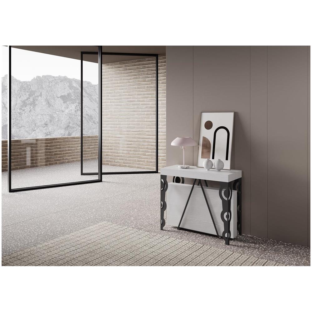 Consolle allungabile 90x40/300cm Aceres bianco frassino telaio antracite - Foto 2