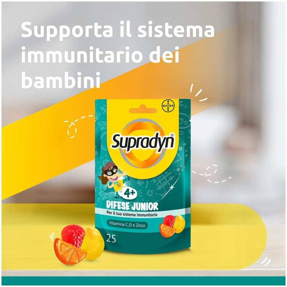 Supradyn Difese Junior, Integratore per Difese Immunitarie Bambini, con Vitamina C, Vitamina D e Zinco, 25 Caramelle Gommose - Foto 2