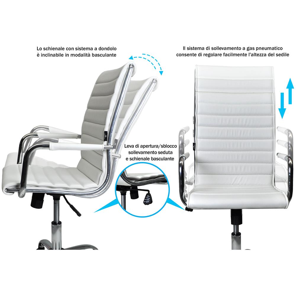 Sedia Ufficio Asti in Ecopelle Bianco - Foto 2