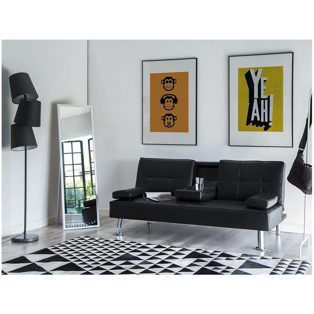 Divano Letto Moderno In Pelle Nera Roxen - Foto 2