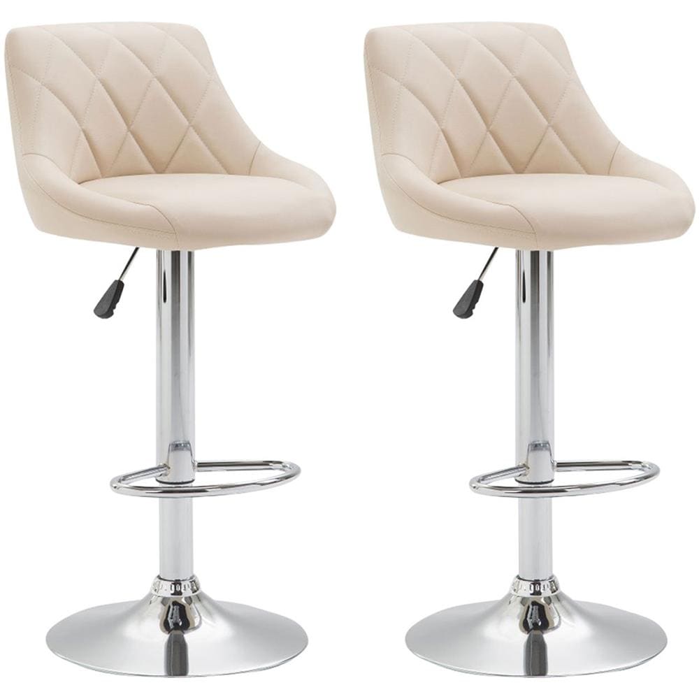 2X Sgabelli Design Lazio in Similpelle - Sedie Cucina Girevoli e Regolabili (83-104 cm) con Poggiapiedi I Sgabelli Bar Imbottiti (2 Pezzi) Crema - Foto 1