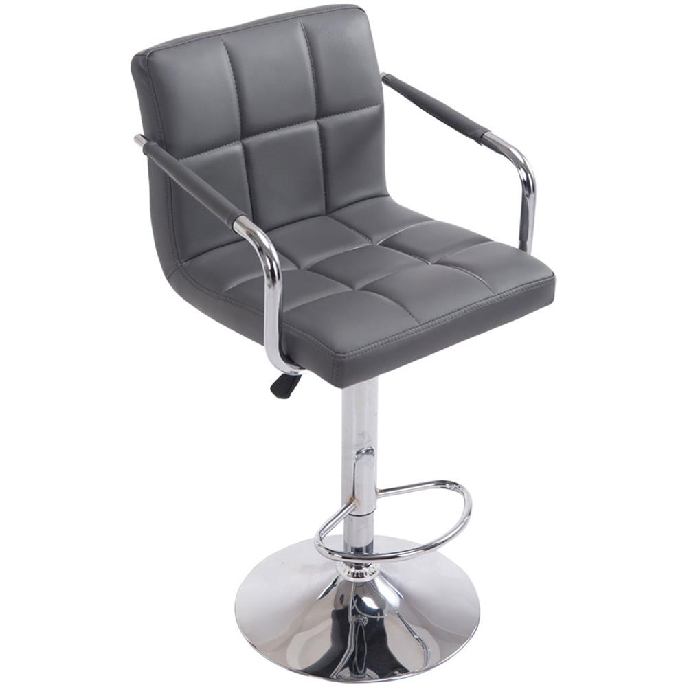 Sgabello Design Lucy V2 In Similpelle I Sedia Sgabello Con Schienale Girevole E Regolabile H 63-84 CM I Sedia Bar Con Braccioli Grigio - Foto 1