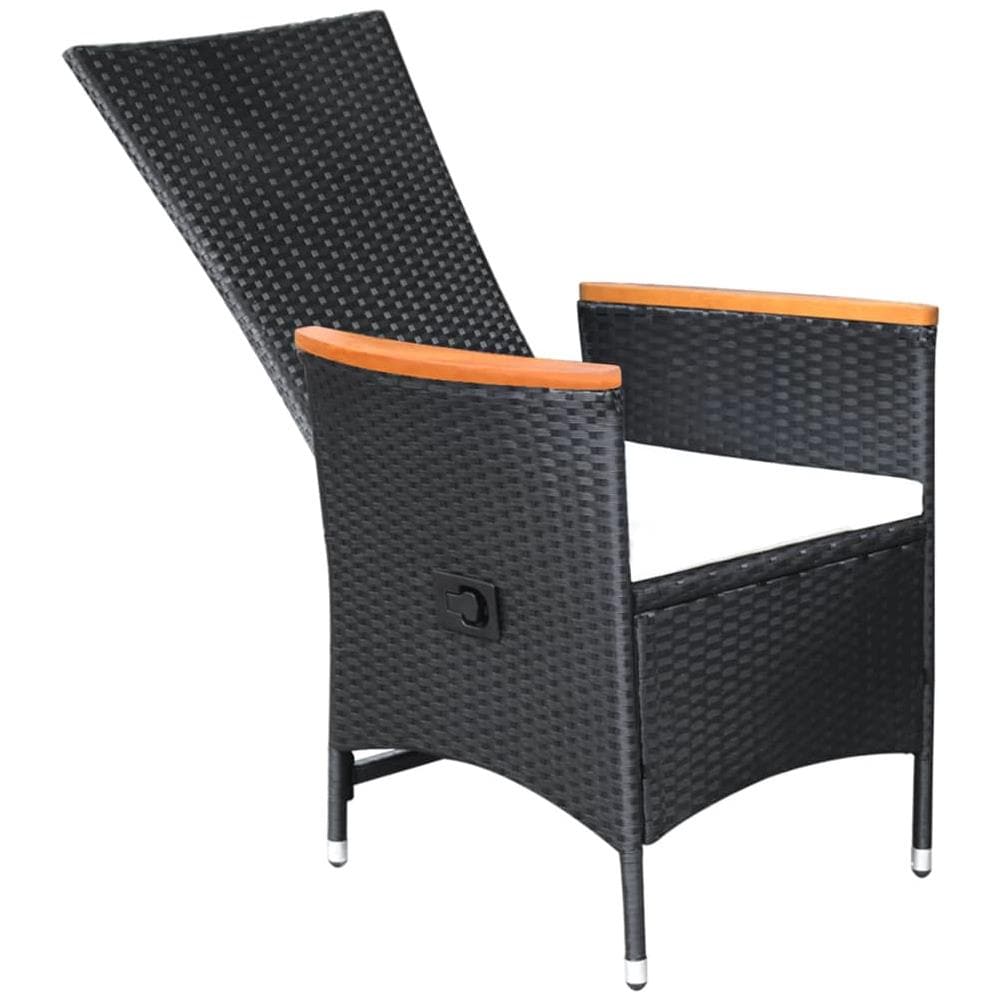 Set Da Pranzo Da Giardino 7 Pz In Polyrattan E Acacia Nero - Foto 14