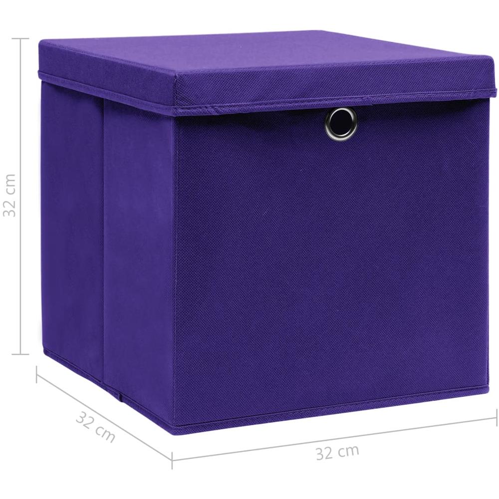 Scatole Portaoggetti con Coperchi 10pz Viola 32x32x32cm Tessuto - Foto 11