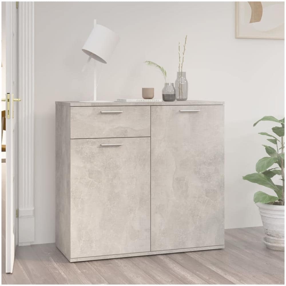 Credenza Grigio Cemento 80x36x75 cm in Legno Multistrato - Foto 1