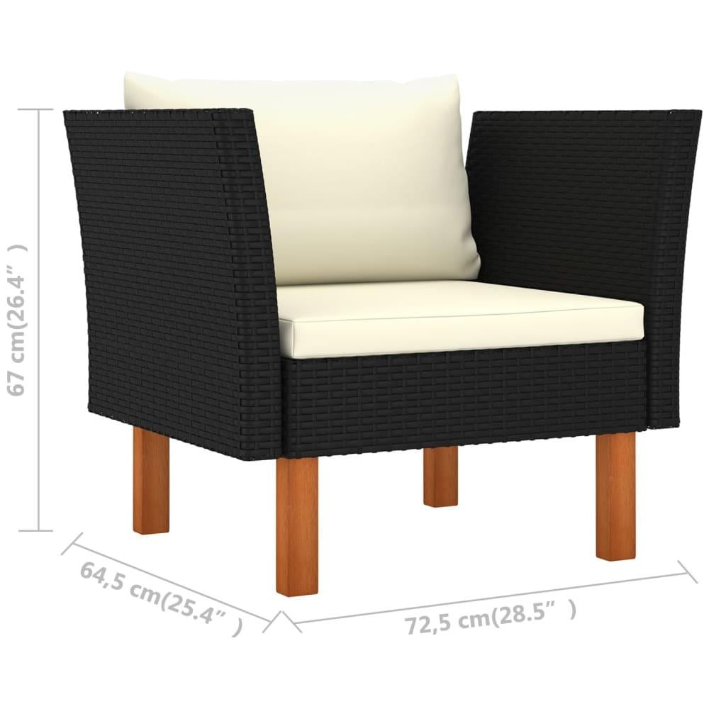 Set Divani Da Giardino 10 Pz Polyrattan Legno Di Eucalipto Nero - Foto 4