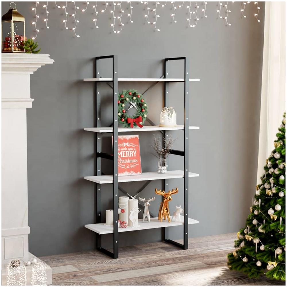 Libreria a 4 Ripiani Bianca 80x30x140 cm in Legno Multistrato - Foto 1
