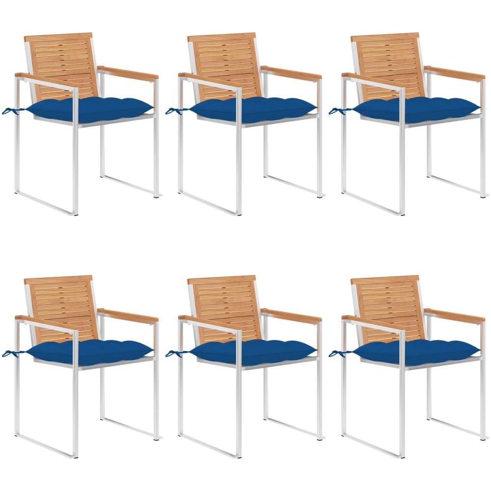 Sedie Da Giardino Con Cuscini 6 Pz In Legno Massello Di Teak - Foto 1