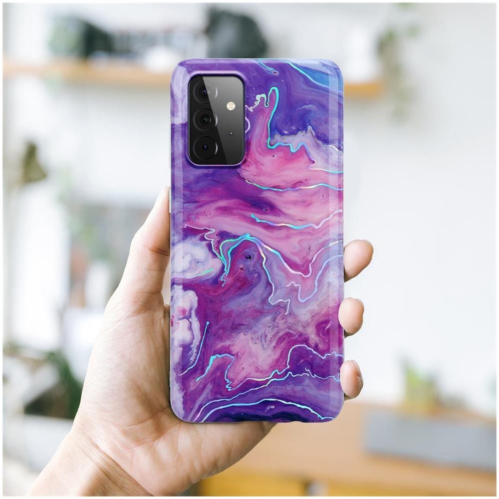 Custodia Compatibile Con Samsung Galaxy A72 4g / 5g In Marmo Rosa Viola No. 19 - Coperchio Protettivo In Silicone Tpu Con Motivo A Mosaico - Foto 6