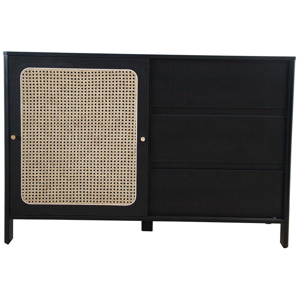 Credenza In Legno Nero E Canna Bali - Foto 1