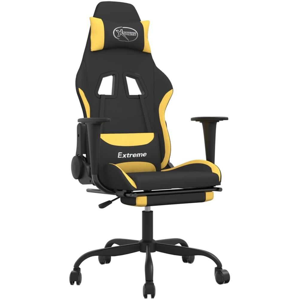 Sedia Da Gaming Con Poggiapiedi Nero E Giallo In Tessuto - Foto 1