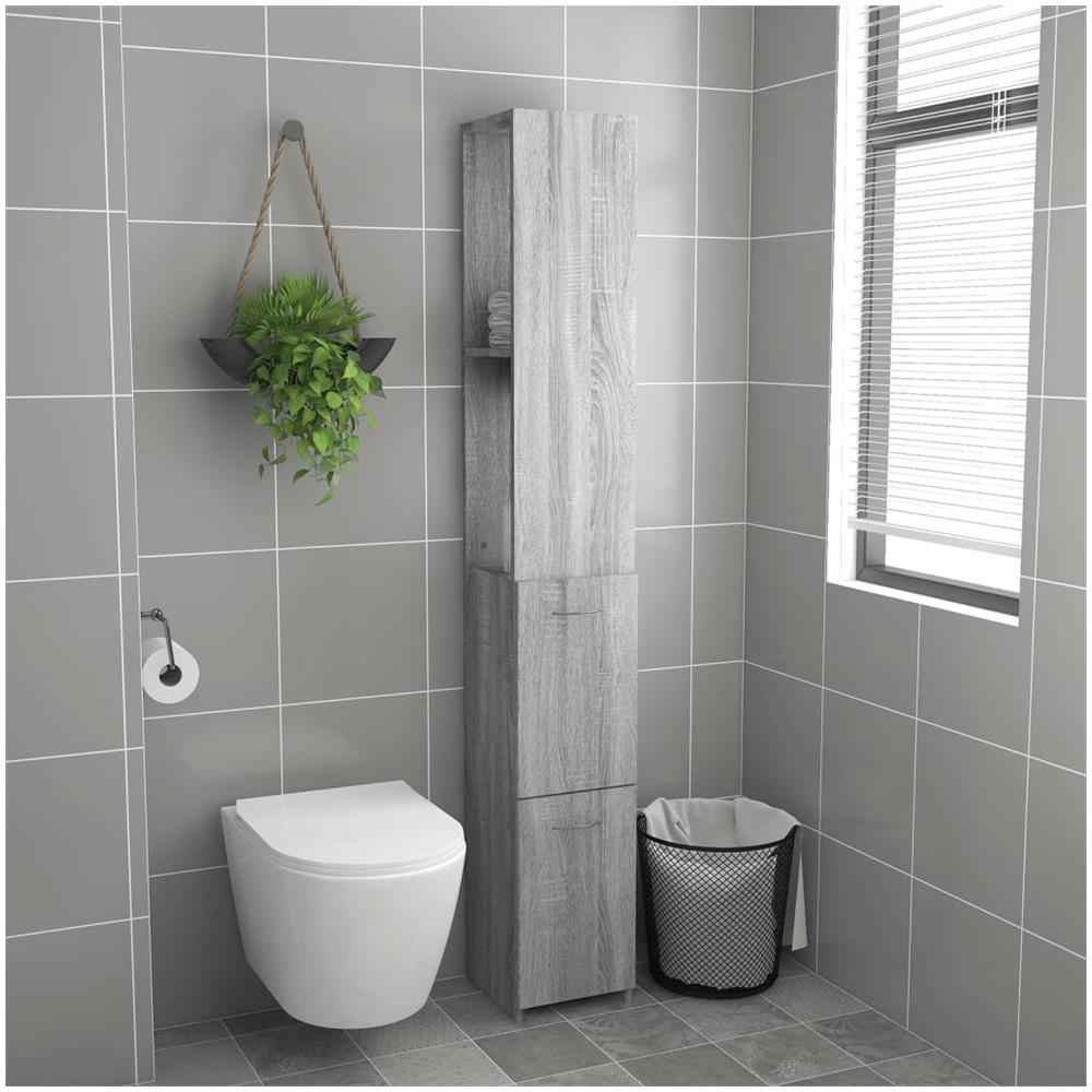 Armadietto Bagno Grigio Sonoma 25x26,5x170 cm Legno Multistrato - Foto 8