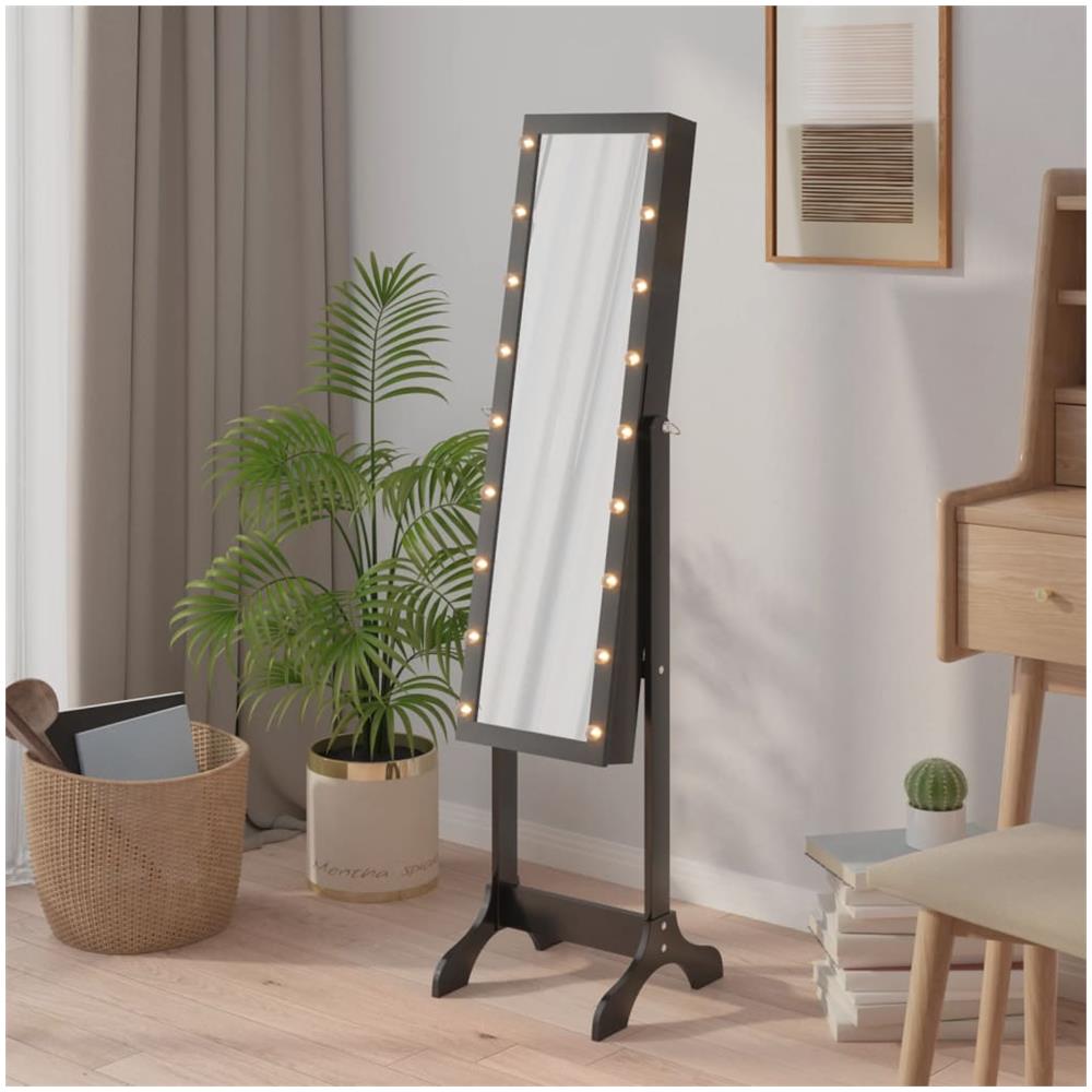 Specchio Autoportante Con Led Nero 34x37x146 Cm - Foto 1