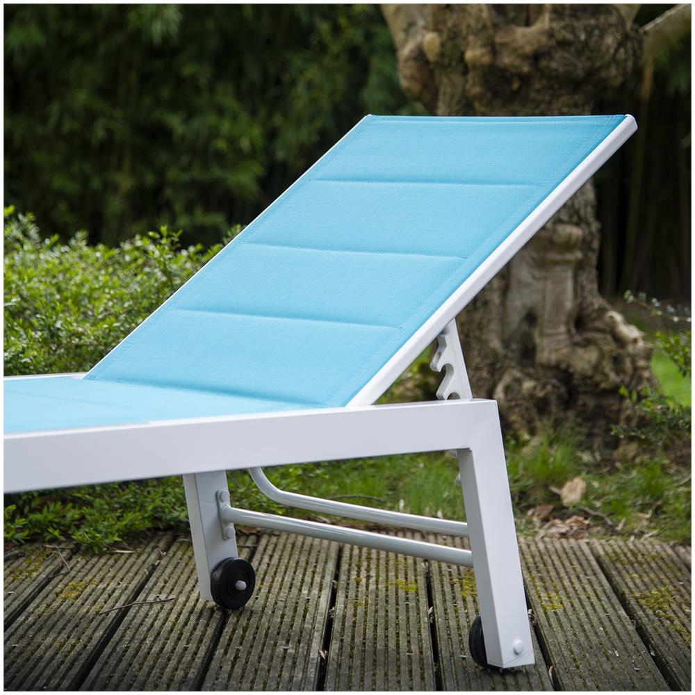 Lettino Barbados In Textilene Blu - Alluminio Bianco - Foto 2