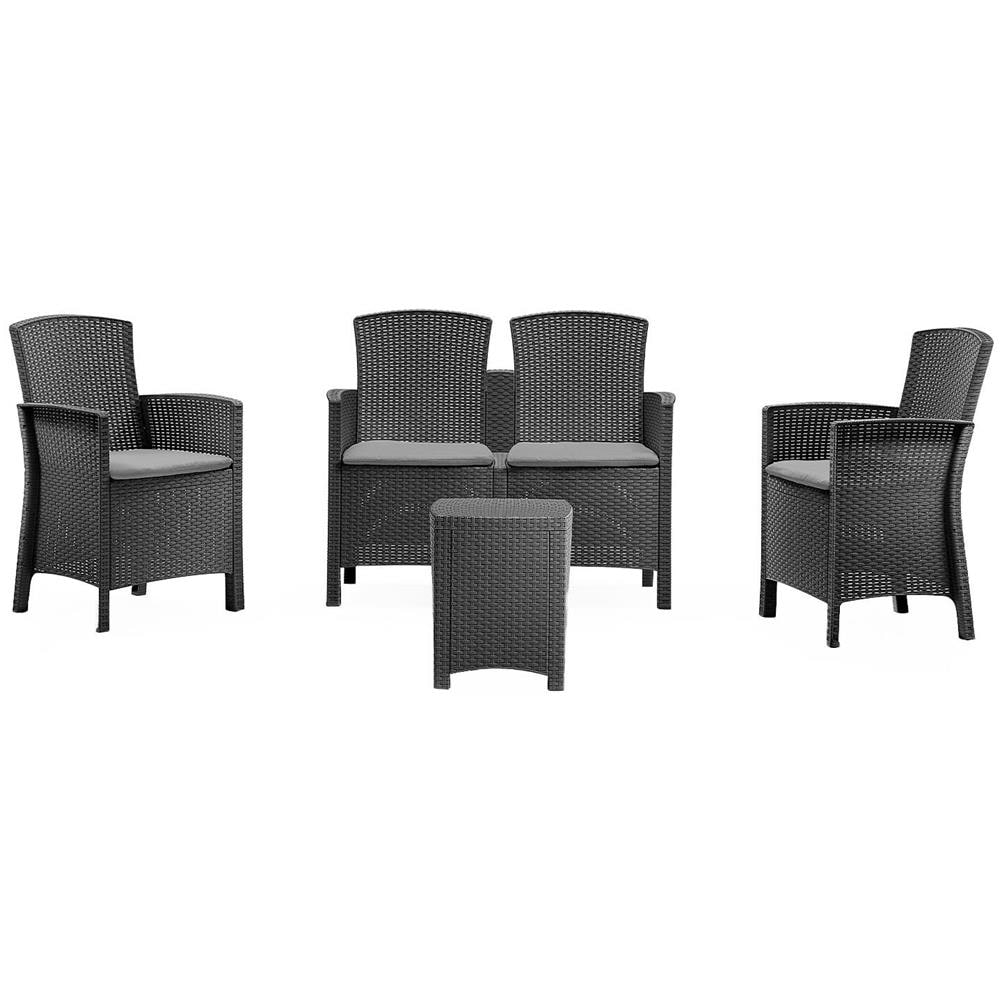 Set Salotto Da Esterno Eustachia, Salottino Outdoor, Set Da Balcone O Giardino, Composizione Soggiorno Per Esterni, Made In Italy, Antracite - Foto 2