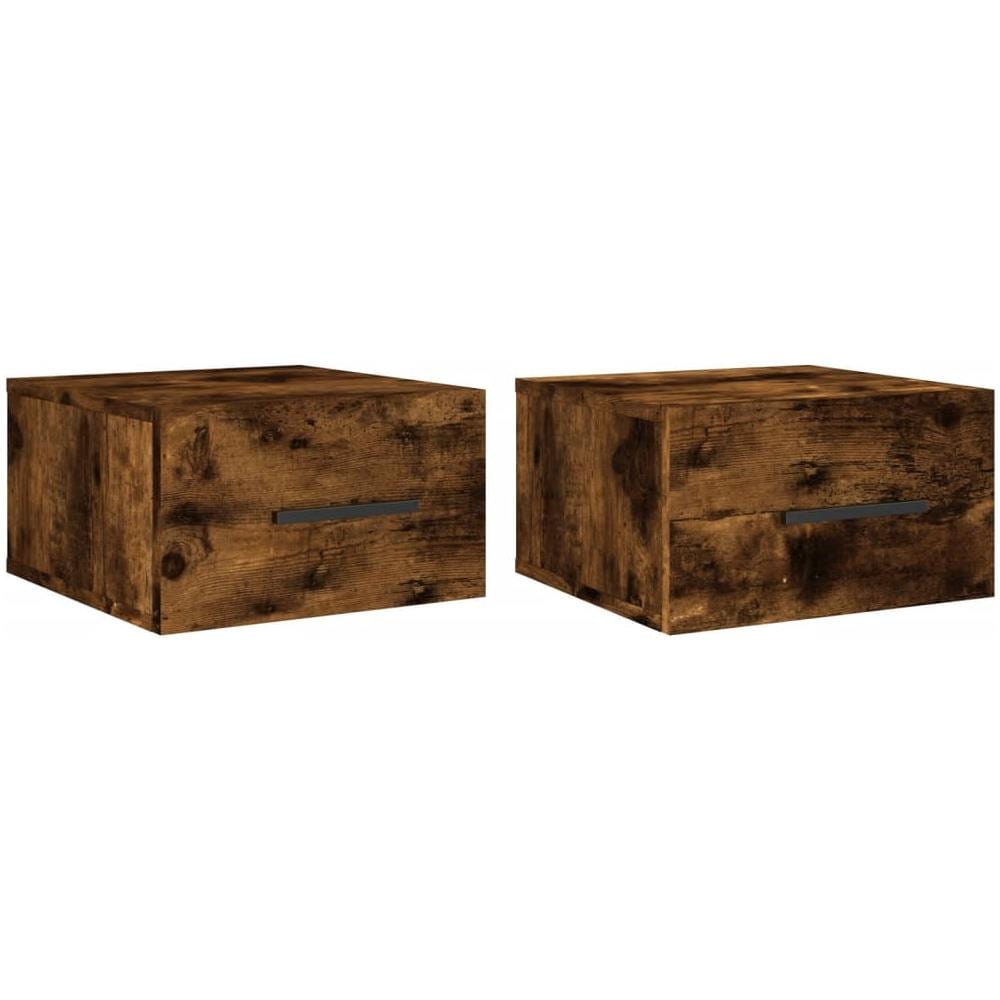 Comodini A Muro 2 Pz Rovere Fumo 35x35x20 Cm - Foto 2