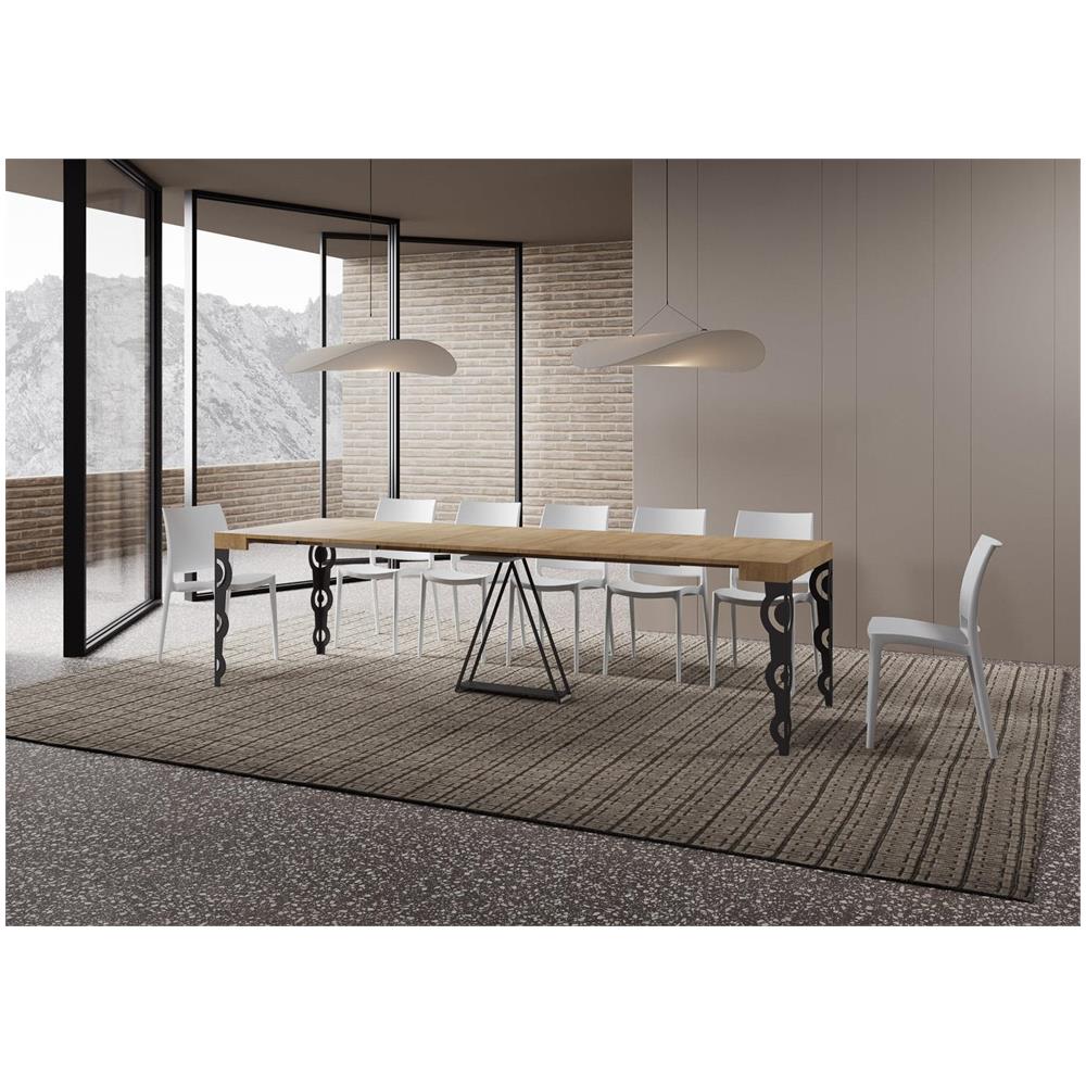 Consolle allungabile 90x40/300cm Aceres quercia natura telaio antracite - Foto 4