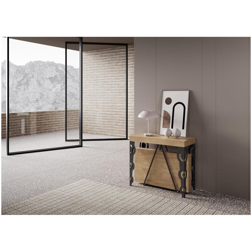 Consolle allungabile 90x40/300cm Aceres quercia natura telaio antracite - Foto 2