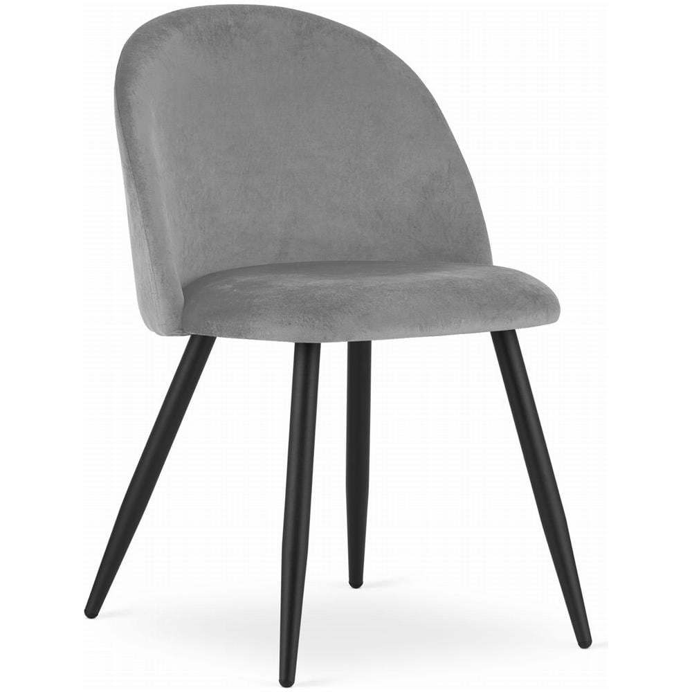 BELLO Chair Set di 2 sedie in velluto grigio chiaro con gambe nere - Foto 2