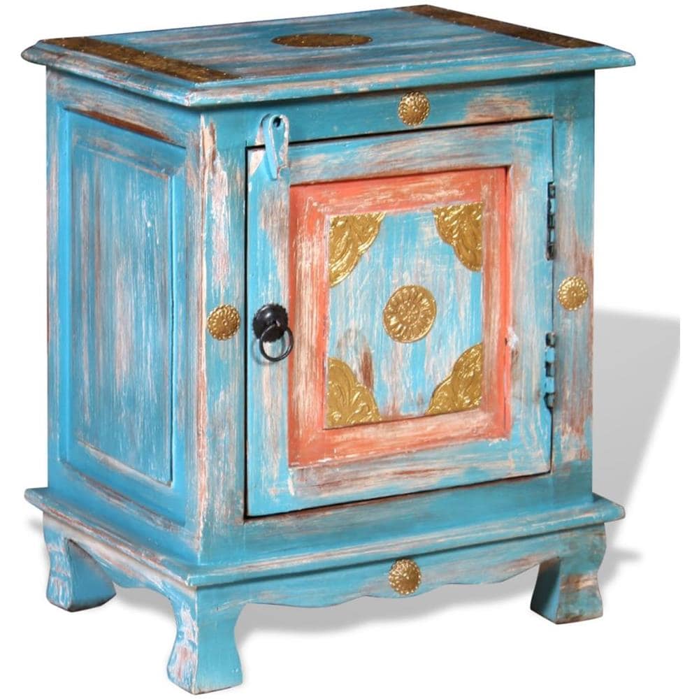 Comodino In Legno Massello Di Mango Blu - Foto 1