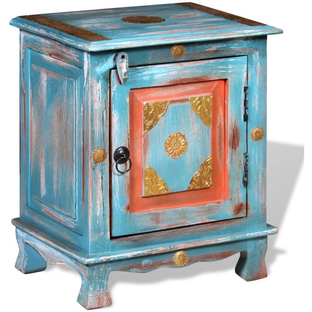 Comodino In Legno Massello Di Mango Blu - Foto 2