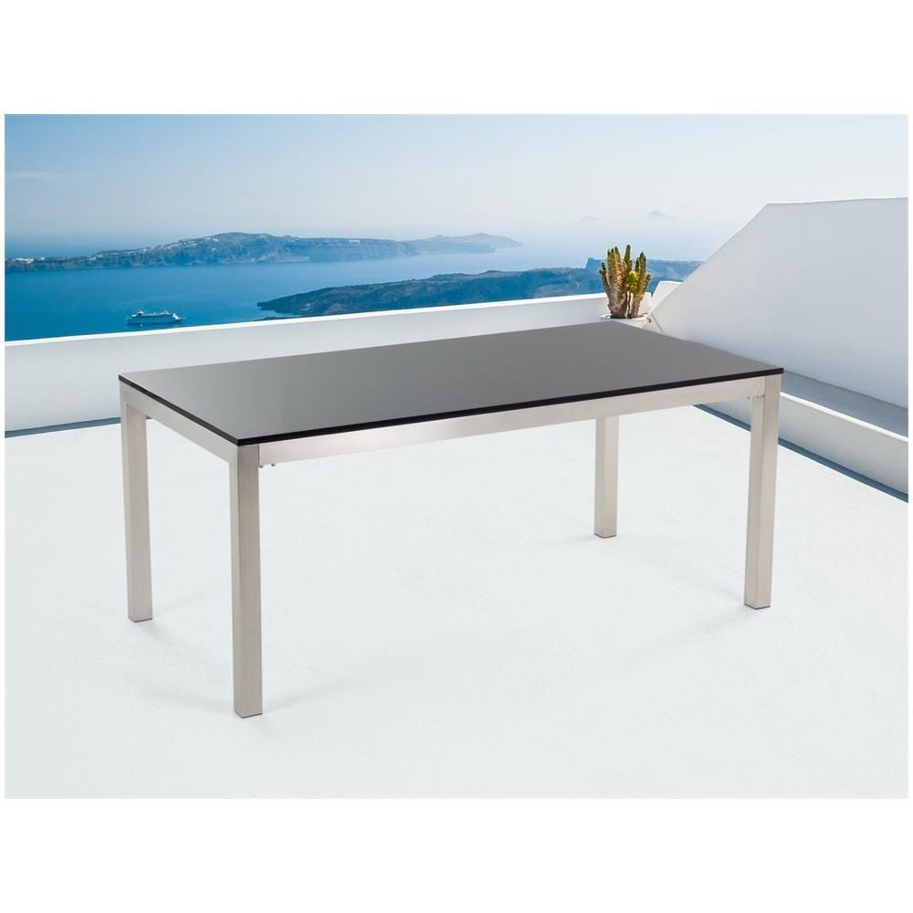 Tavolo Da Giardino In Acciaio E Lastra Di Basalto Nero Lucido Grosseto - Foto 2
