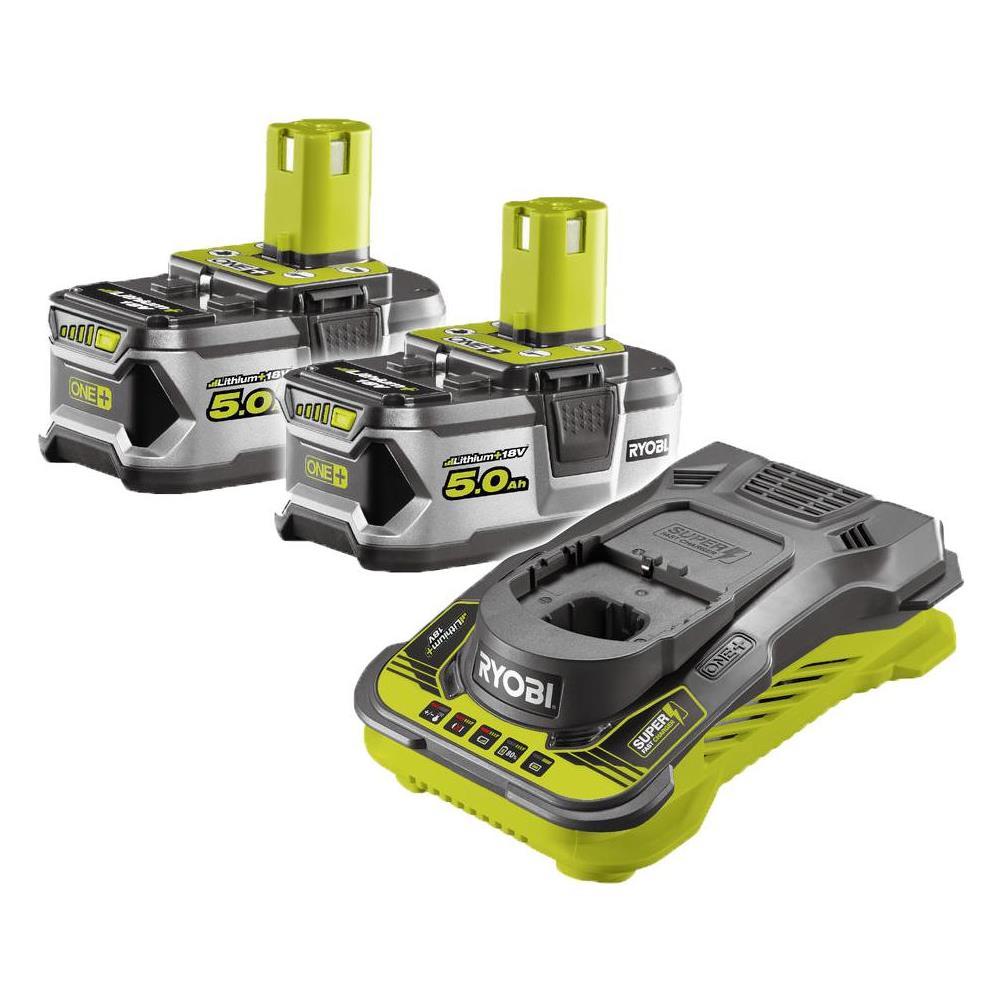 Confezione 2 Batterie Ryobi 18v Oneplus 5,0 Ah Lithiumplus - 1 Caricabatterie Ultra Veloce 5,0 Ah Rc18150-250-250 - Foto 1