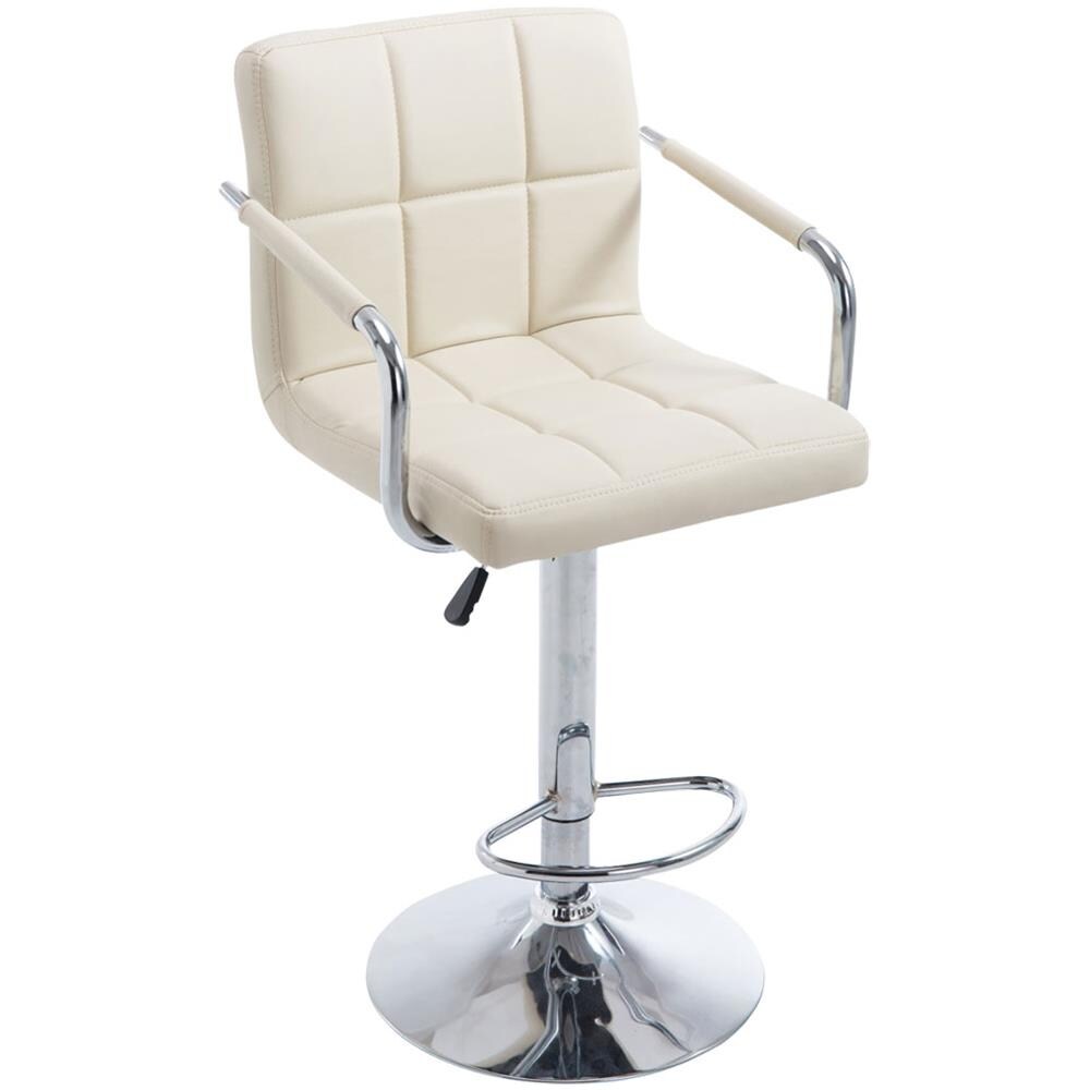 Sgabello Design Lucy V2 In Similpelle I Sedia Sgabello Con Schienale Girevole E Regolabile H 63-84 CM I Sedia Bar Con Braccioli Crema - Foto 1