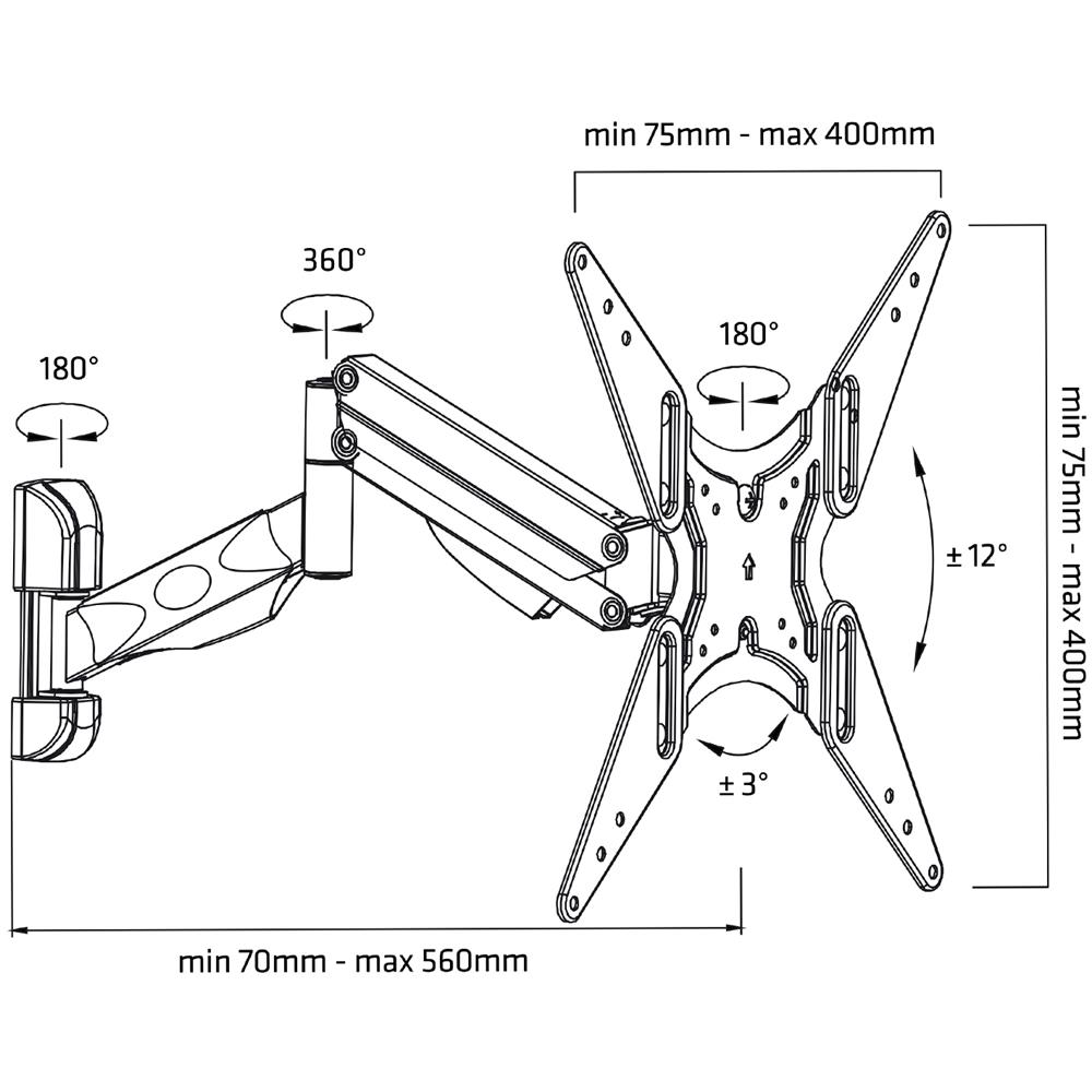 Supporto Per Tv O Monitor Nero Molla A Gas Mc-784 32 ""-55"" 22kg - Foto 2