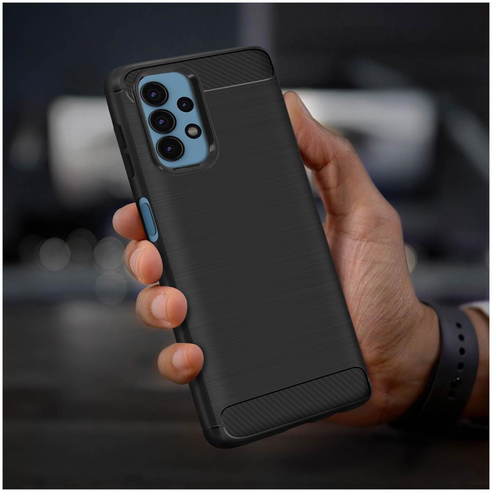 Cover Flessibile Samsung Galaxy A32 5g Effetto Levigato E Carbonio Nera - Foto 2