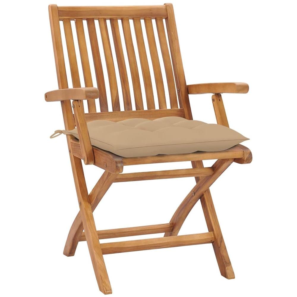 Sedie da Giardino Pieghevoli con Cuscini 8 pz Massello di Teak - Foto 3