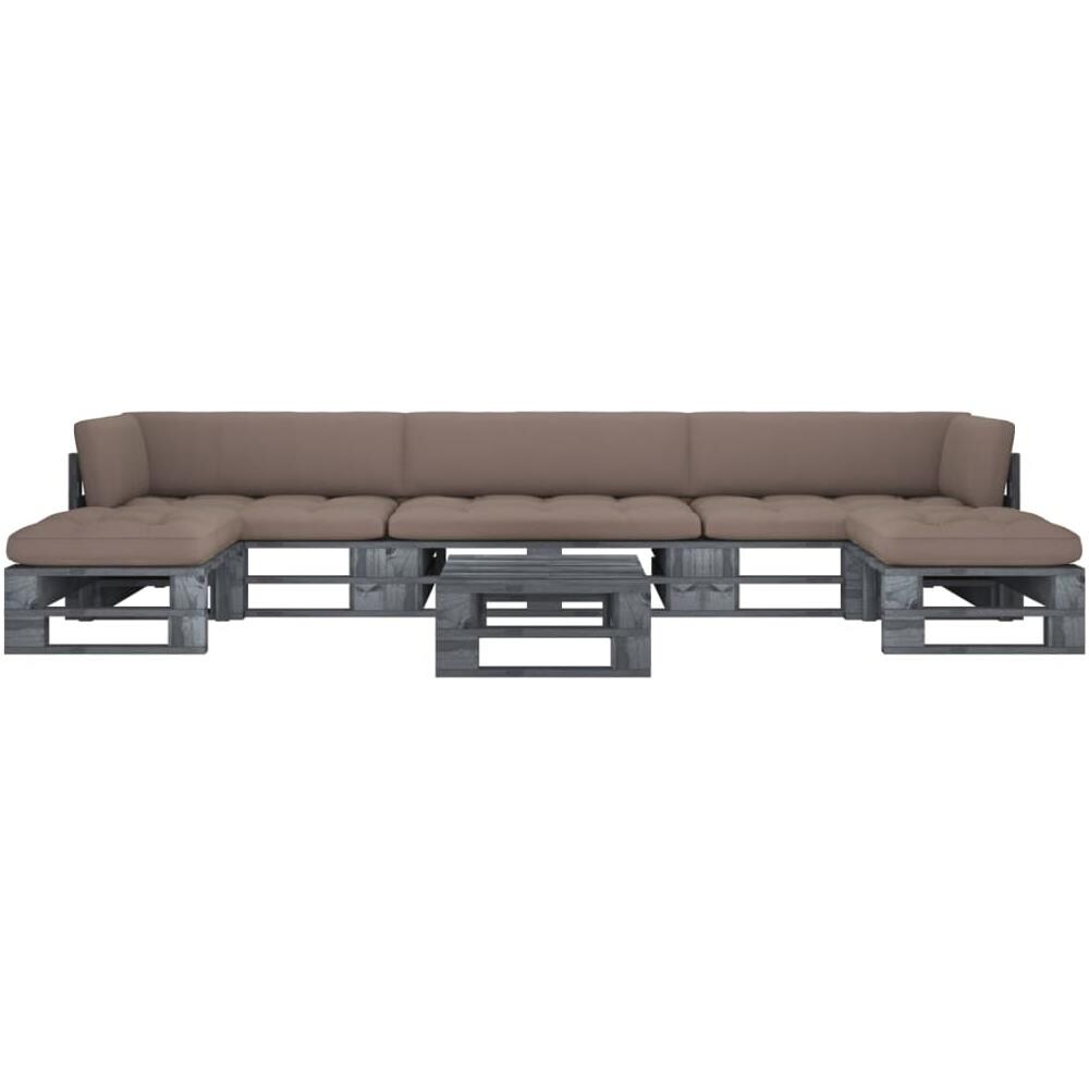 Set di Divani su Pallet 6 pz e Cuscini in Pino Impregnato Grigio - Foto 1
