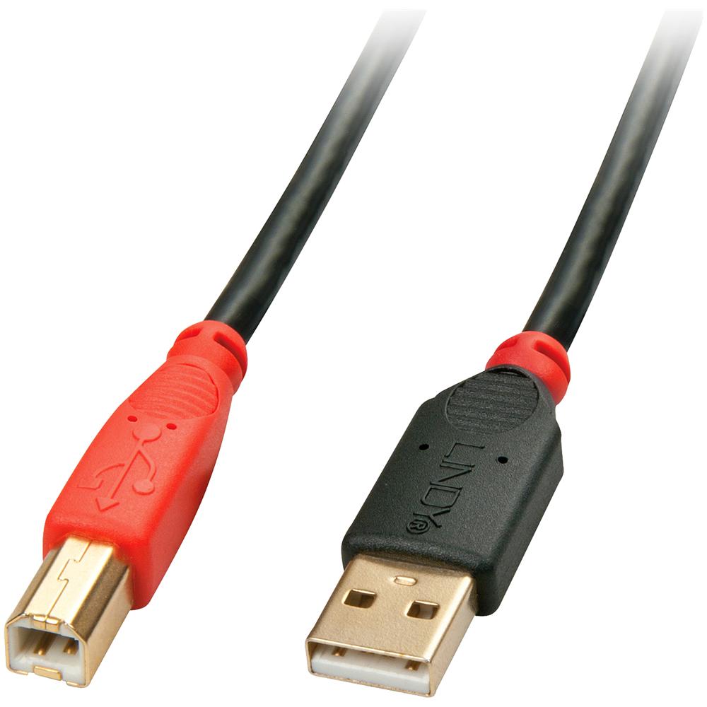 USB A / USB B 10m, USB A, USB B, Maschio / maschio, Dritto, Dritto, Nero, Rosso - Foto 2
