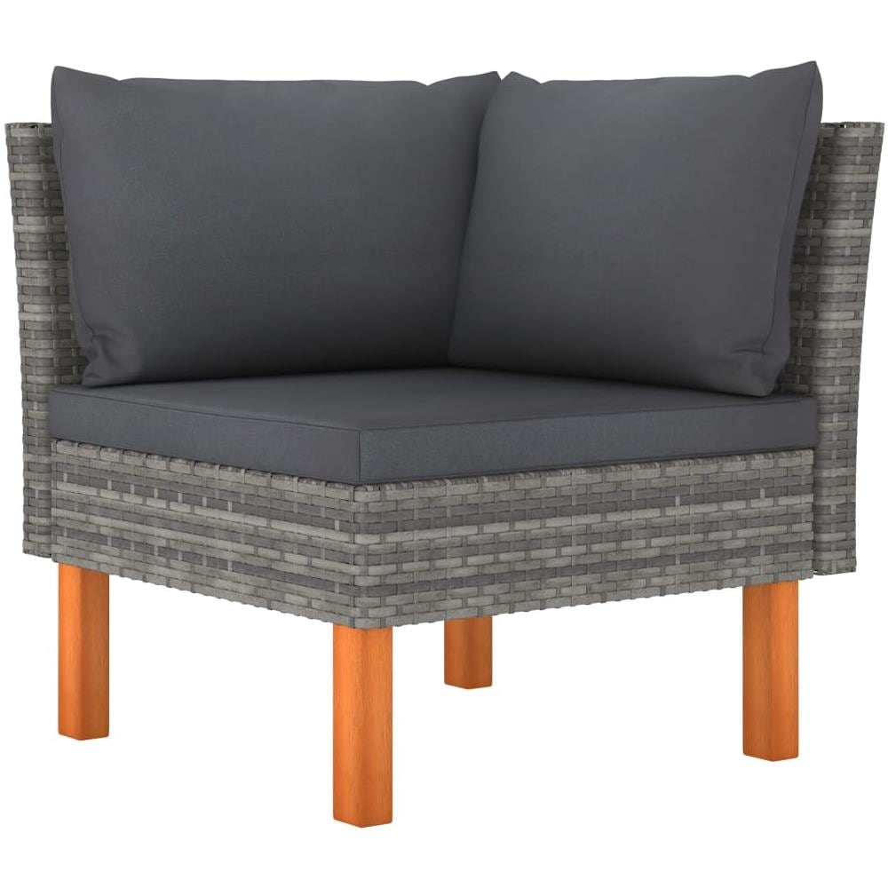 Set Divani Da Giardino 6pz Polyrattan Legno Di Eucalipto Grigio - Foto 3