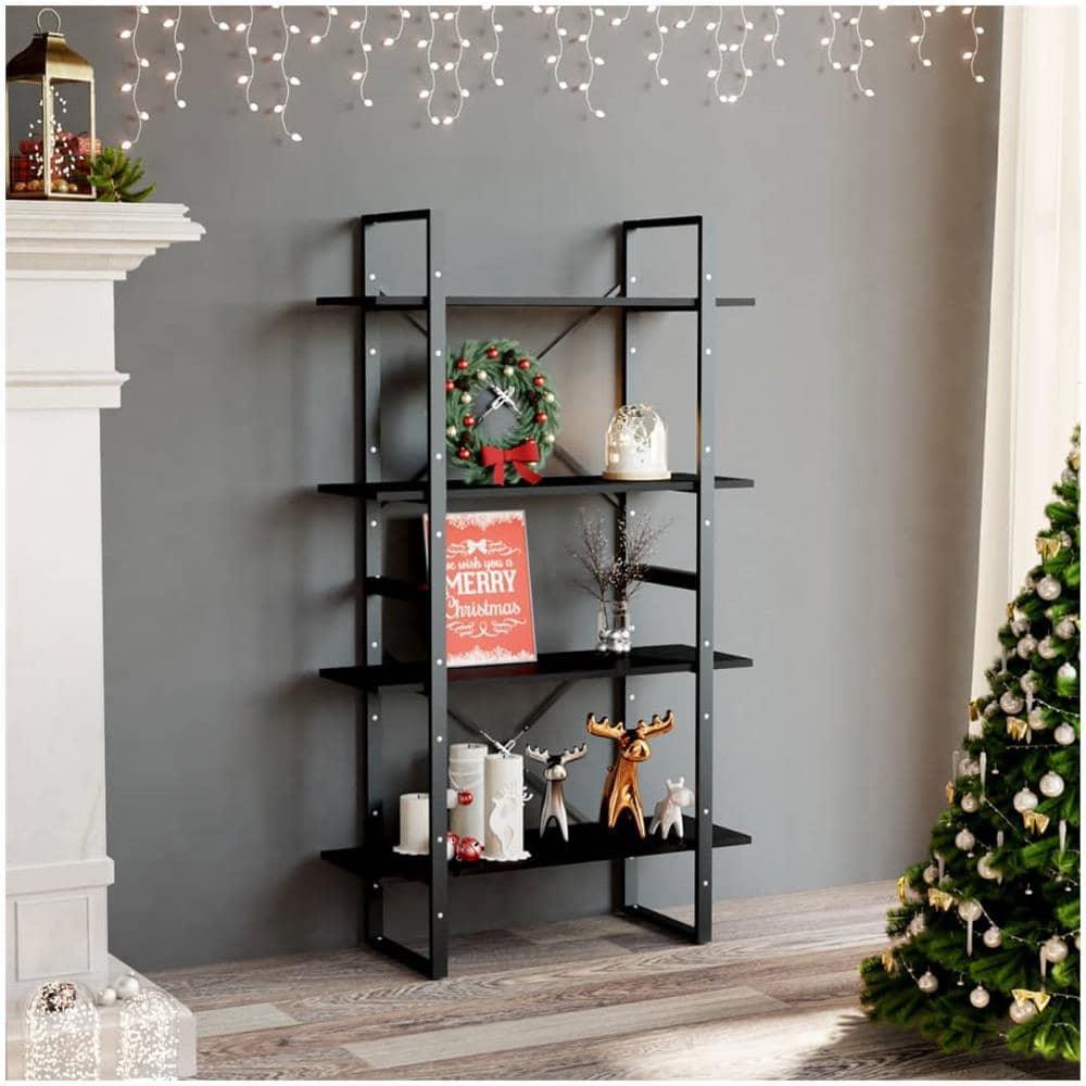 Libreria a 4 Ripiani Nera 80x30x140 cm in Legno Multistrato - Foto 1