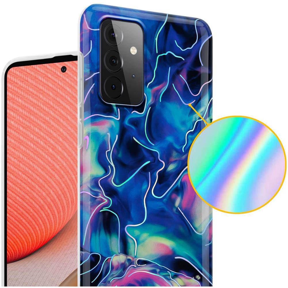 Custodia Compatibile Con Samsung Galaxy A72 4g / 5g In Marmo Rosa Blu No. 17 - Coperchio Protettivo In Silicone Tpu Con Motivo A Mosaico - Foto 2