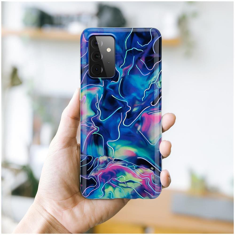 Custodia Compatibile Con Samsung Galaxy A72 4g / 5g In Marmo Rosa Blu No. 17 - Coperchio Protettivo In Silicone Tpu Con Motivo A Mosaico - Foto 6