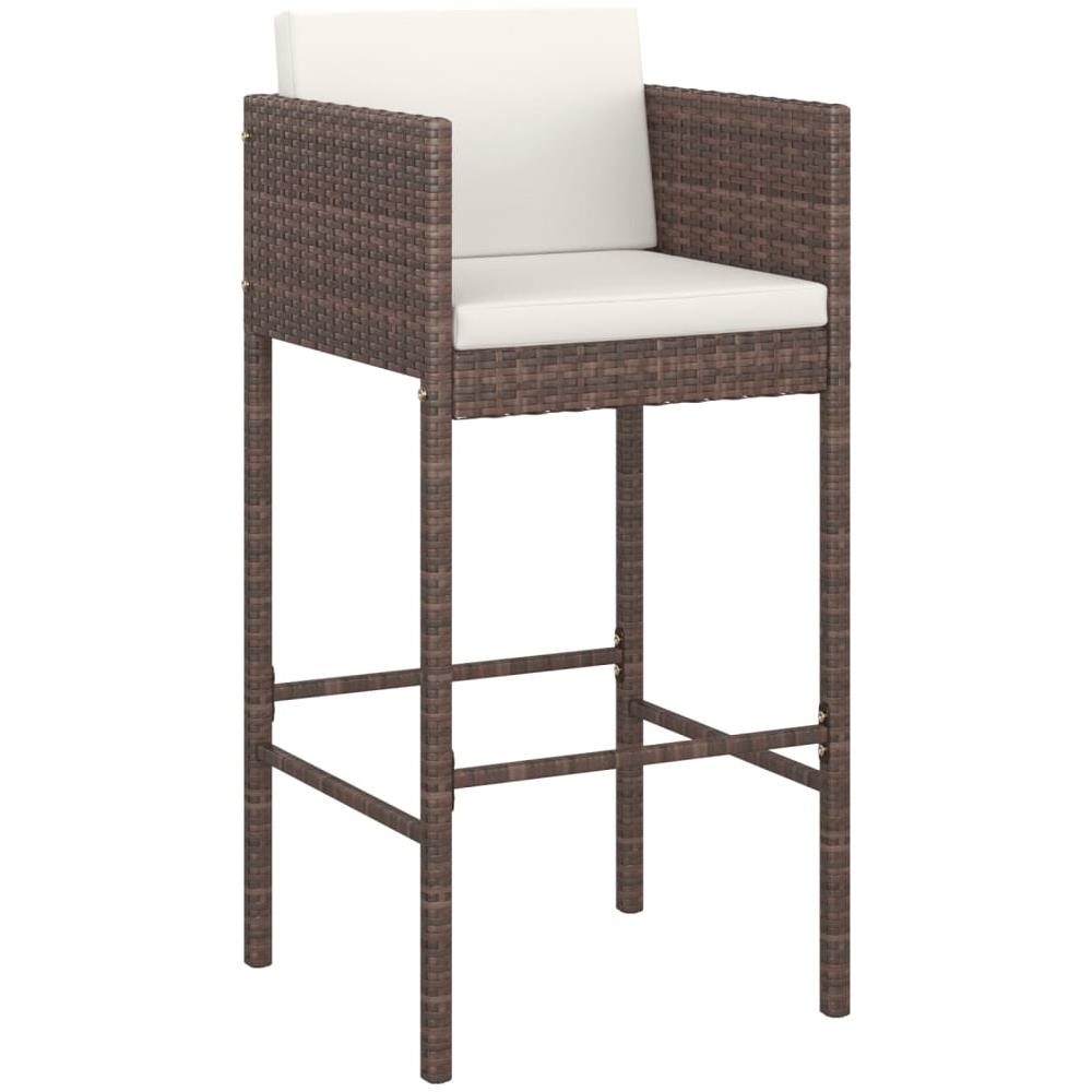 Set Da Bar Da Giardino 5 Pz Con Cuscini In Polyrattan Marrone - Foto 3