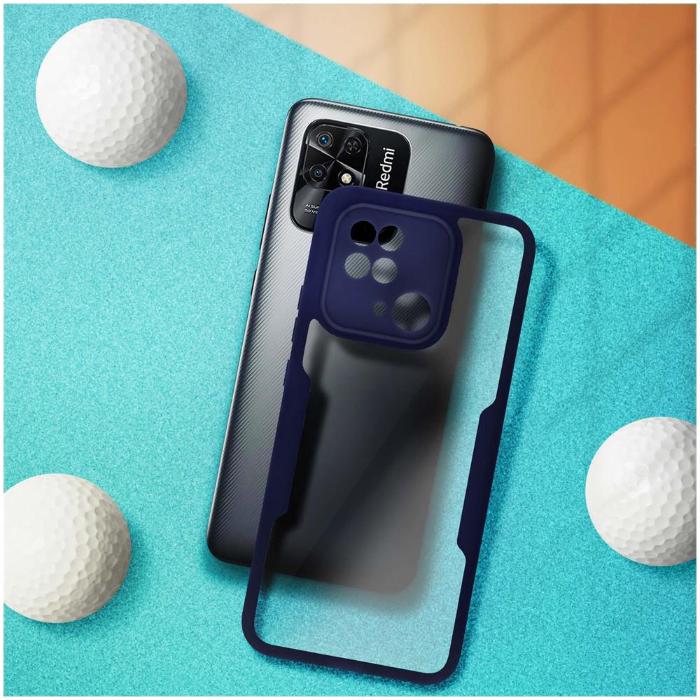 Cover Xiaomi Redmi 10c Retro Plexiglass Fronte Polimero Bordo Blu - Foto 2